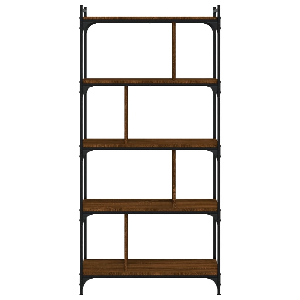 Bibliothèque 5 niveaux chêne brun 76x32x158cm bois d'ingénierie - XIOS