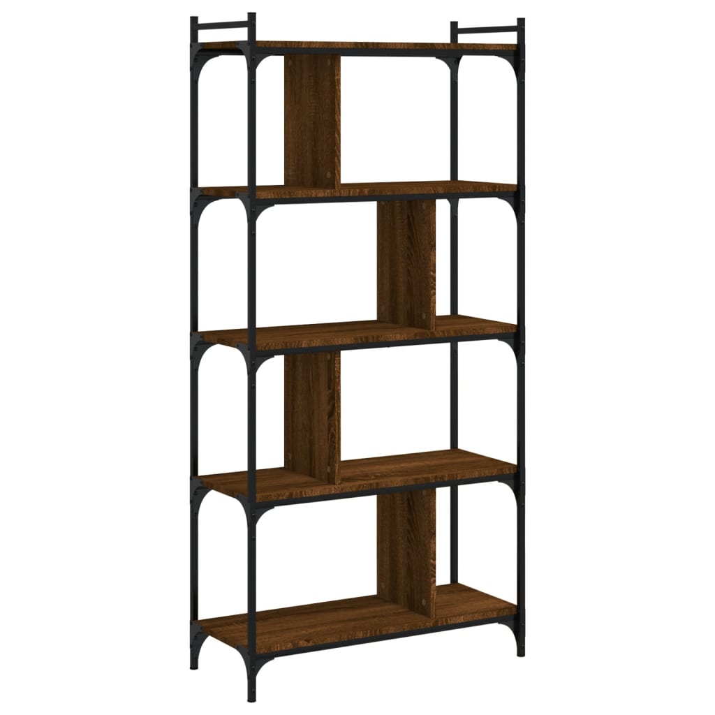 Bibliothèque 5 niveaux chêne brun 76x32x158cm bois d'ingénierie - XIOS