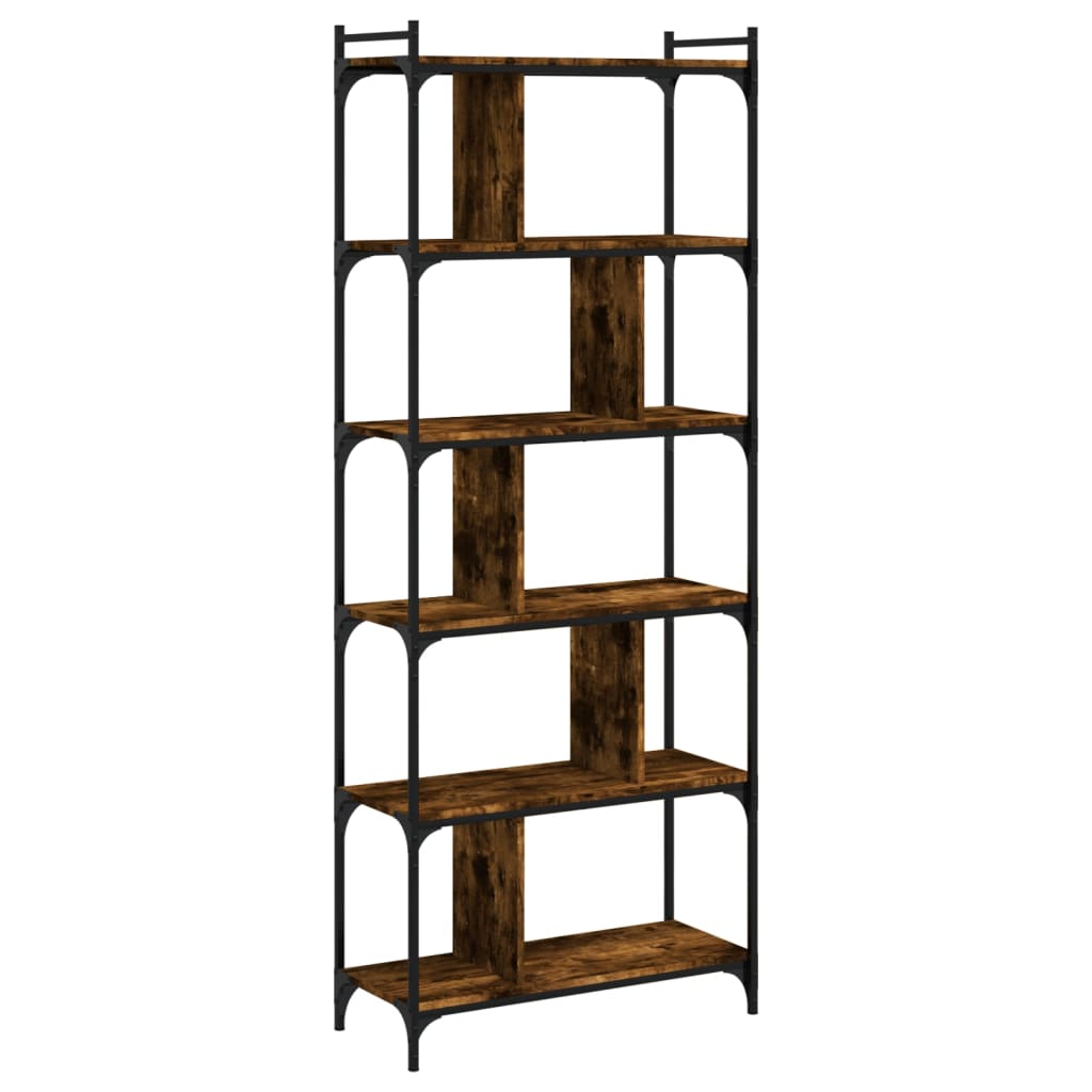 Bibliothèque 6 niveaux chêne fumé 76x32x192cm bois d'ingénierie - XIOS