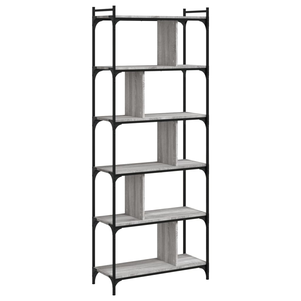 Bibliothèque 6niveaux sonoma gris 76x32x192cm bois d'ingénierie - XIOS