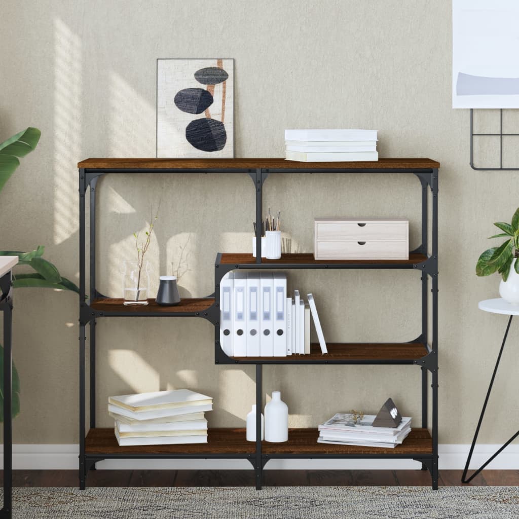 Table console chêne marron 103x32x95 cm bois d'ingénierie - XIOS