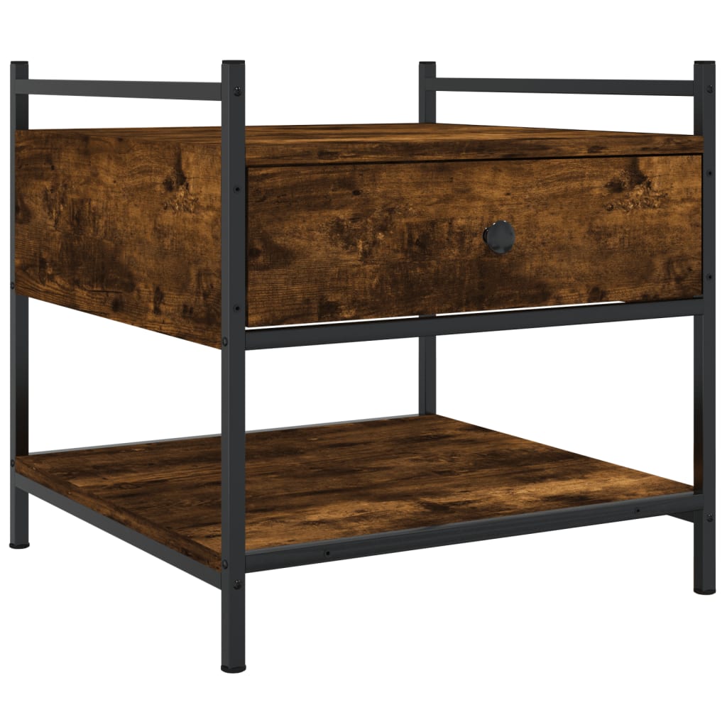 Table basse chêne fumé 50x50x50 cm bois d'ingénierie - XIOS