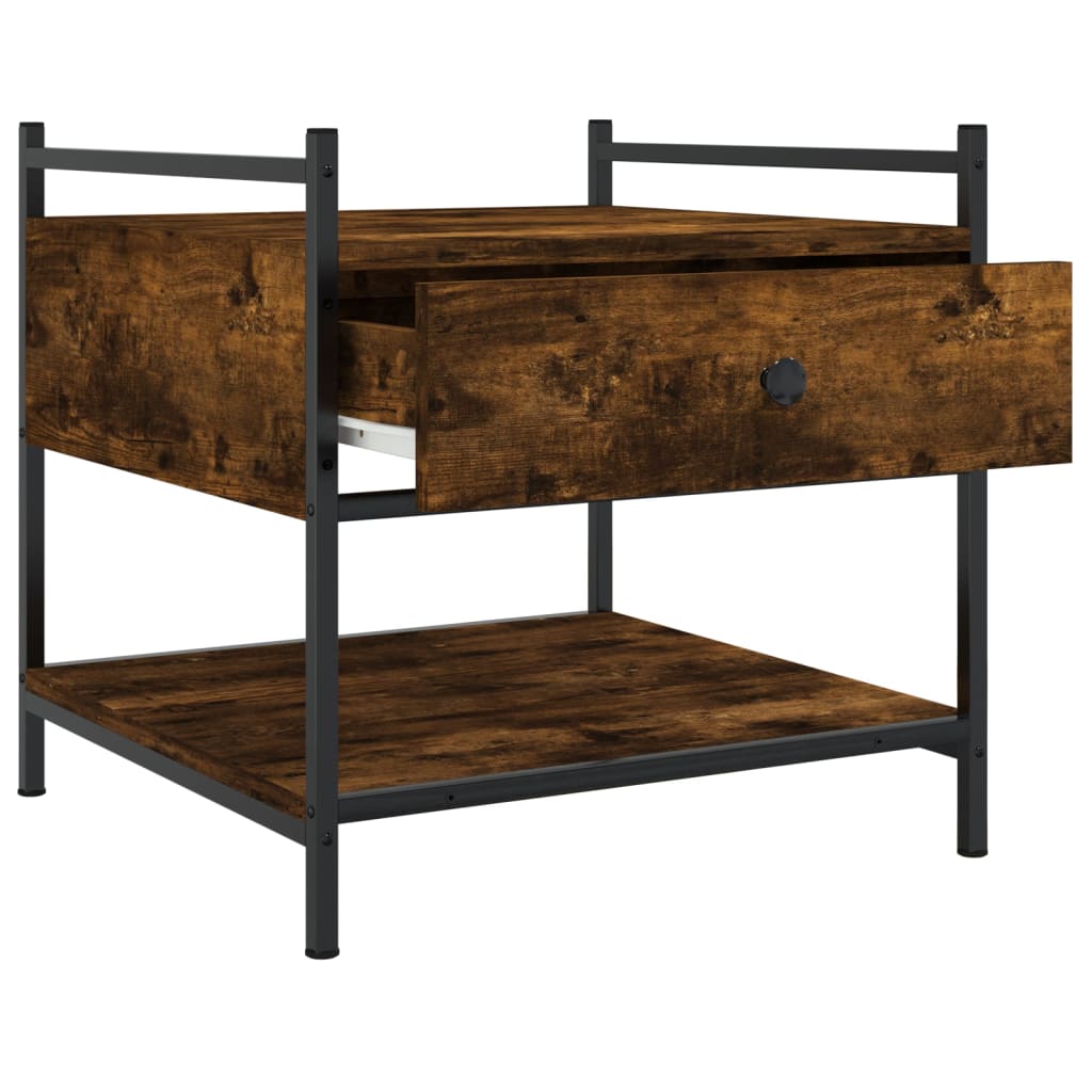 Table basse chêne fumé 50x50x50 cm bois d'ingénierie - XIOS