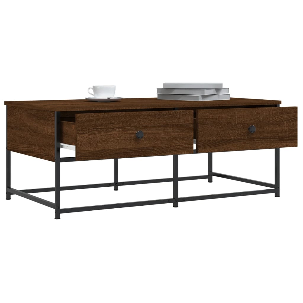 Table basse chêne marron 100x51x40 cm bois d'ingénierie - XIOS
