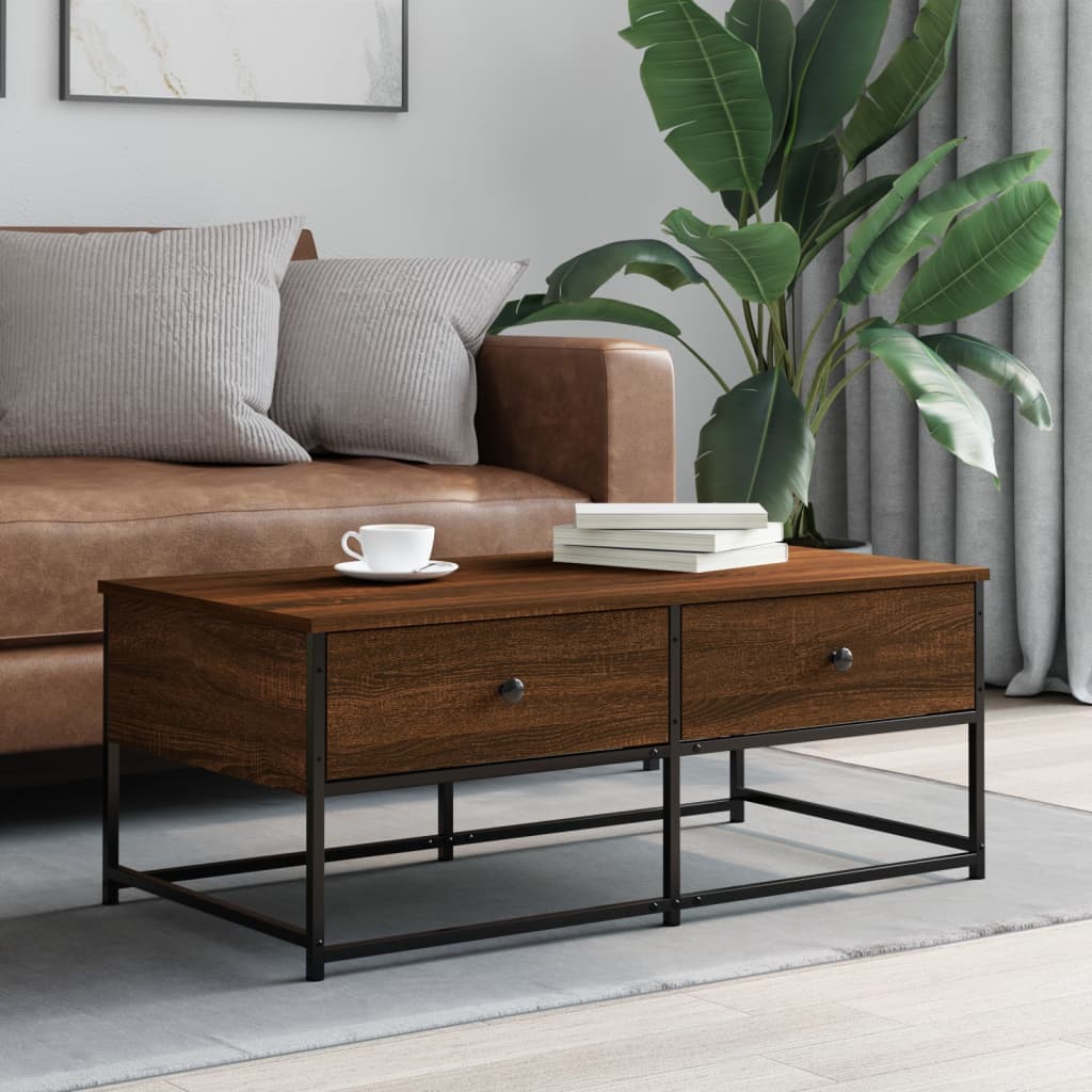 Table basse chêne marron 100x51x40 cm bois d'ingénierie - XIOS