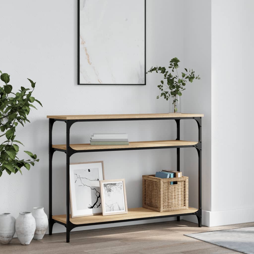 Table console chêne sonoma 100x29x75 cm bois d'ingénierie - XIOS