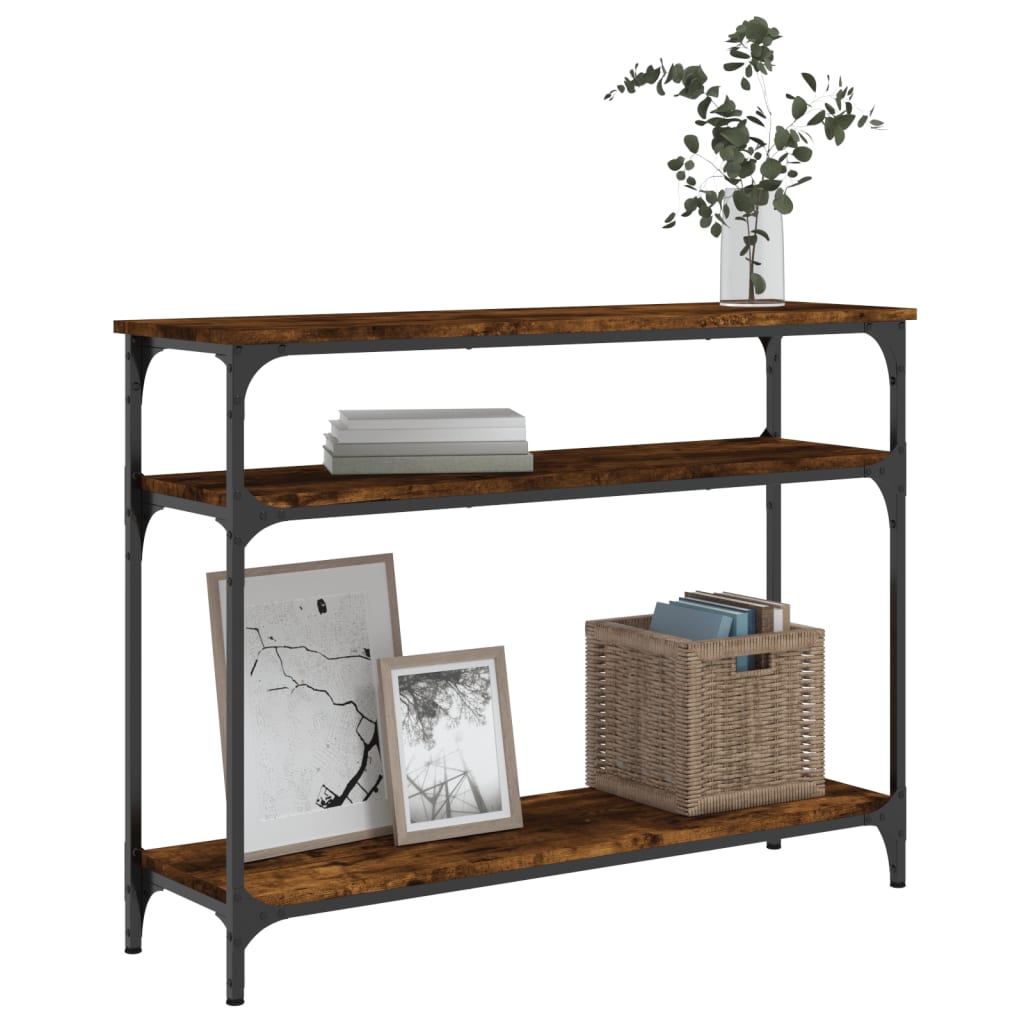 Table console chêne fumé 100x29x75 cm bois d'ingénierie - XIOS