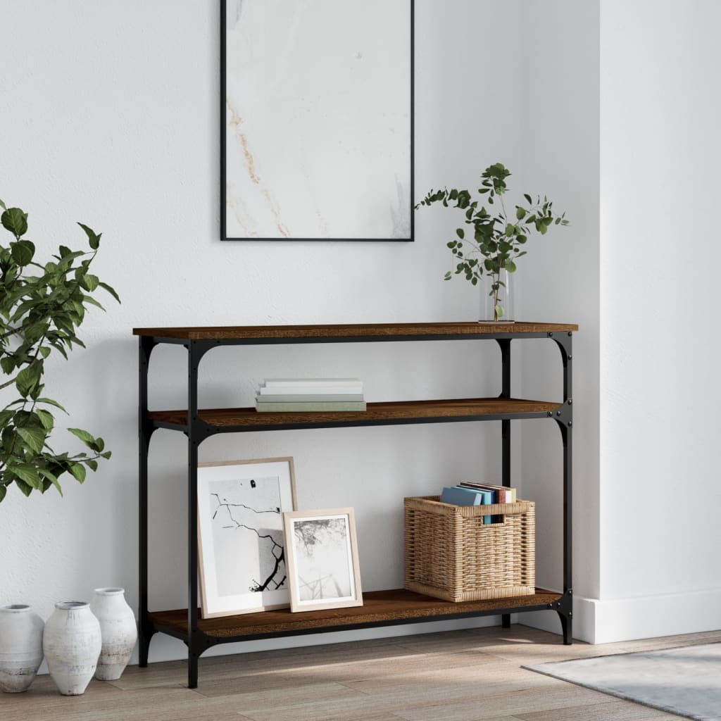 Table console chêne marron 100x29x75 cm bois d'ingénierie - XIOS