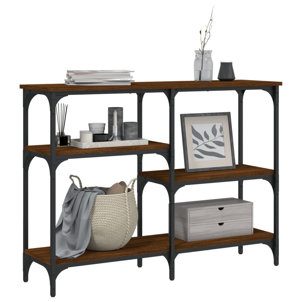 Table console chêne marron 102x29x75 cm bois d'ingénierie - XIOS