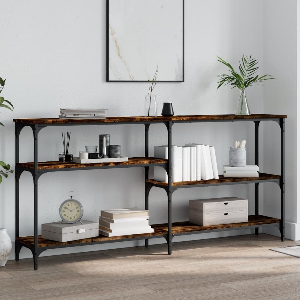 Table console chêne fumé 160x29x75 cm bois d'ingénierie - XIOS