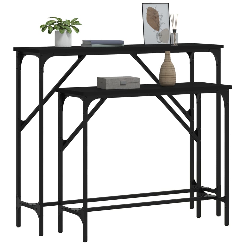 Tables console 2 pcs noir bois d'ingénierie - XIOS