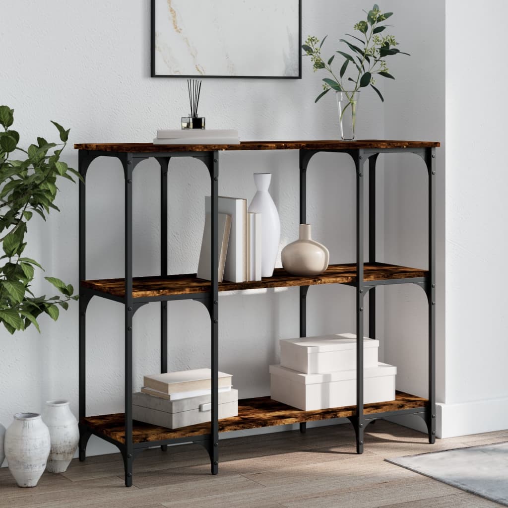 Table console chêne fumé 102x35x90 cm bois d'ingénierie - XIOS