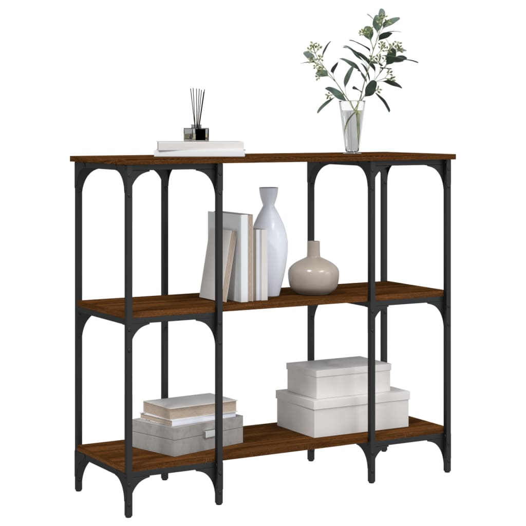 Table console chêne marron 102x35x90 cm bois d'ingénierie - XIOS