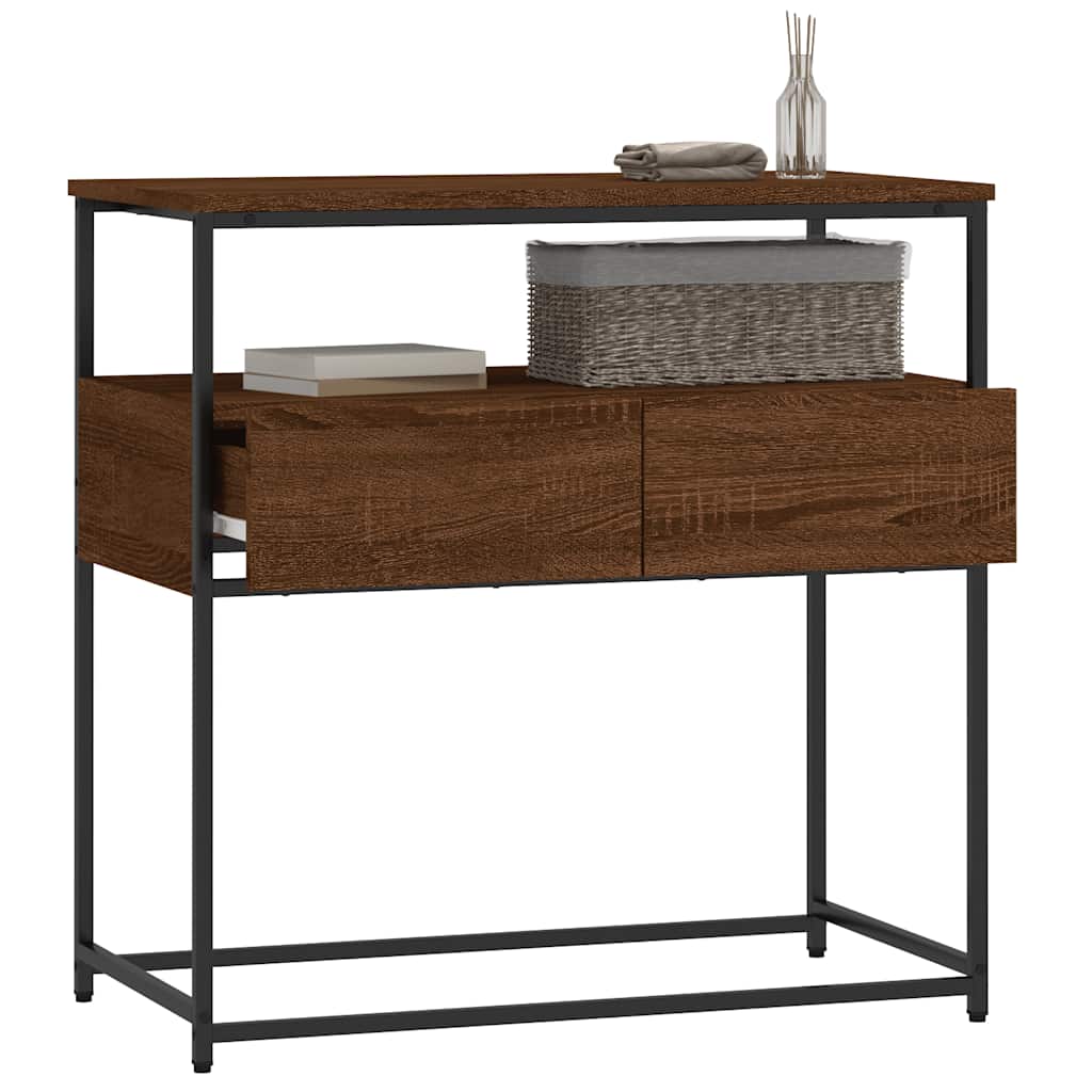 Table console chêne marron 75x40x75 cm bois d'ingénierie - XIOS
