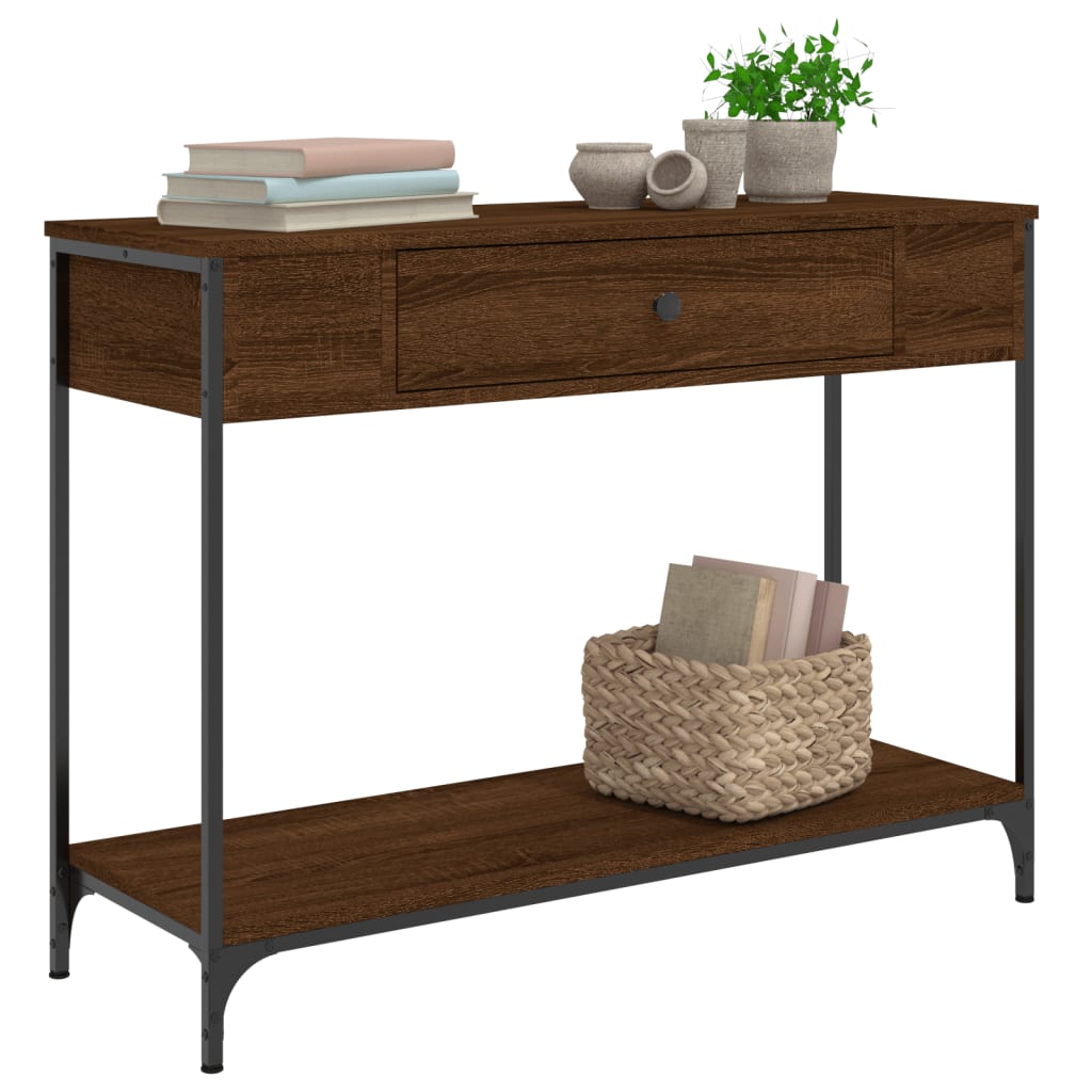 Table console chêne marron 100x34,5x75 cm bois d'ingénierie - XIOS