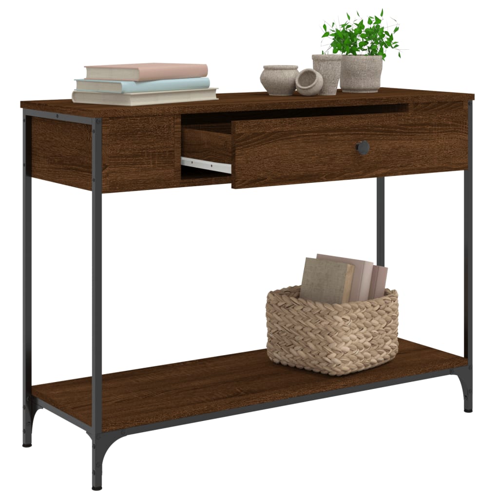 Table console chêne marron 100x34,5x75 cm bois d'ingénierie - XIOS