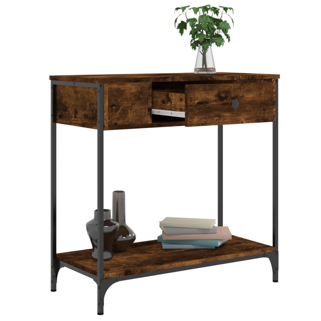 Table console chêne fumé 75x34,5x75 cm bois d'ingénierie - XIOS