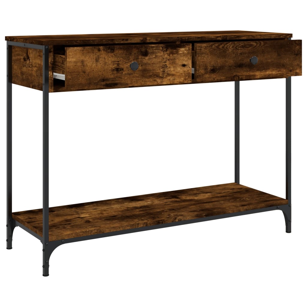 Table console chêne fumé 100x34,5x75 cm bois d'ingénierie - XIOS