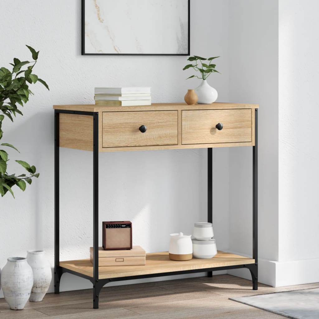 Table console chêne sonoma 75x34,5x75 cm bois d'ingénierie - XIOS