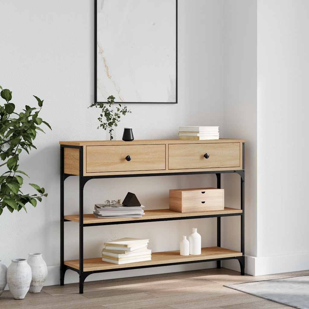 Table console chêne sonoma 100x25x75 cm bois d'ingénierie - XIOS