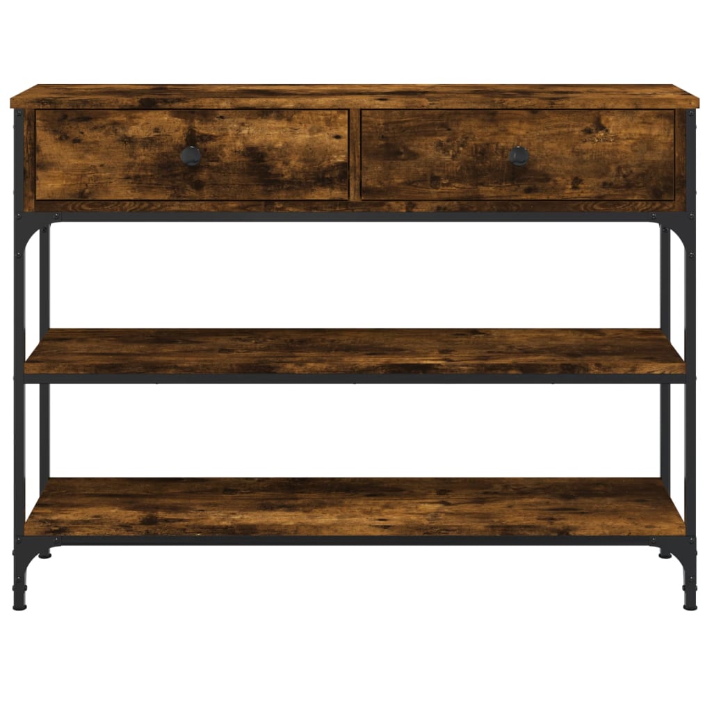 Table console chêne fumé 100x25x75 cm bois d'ingénierie - XIOS