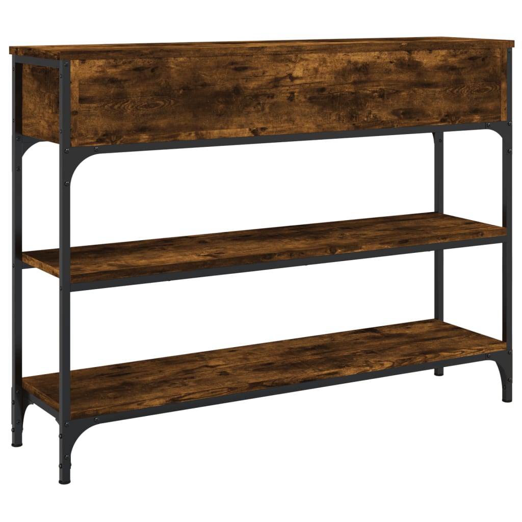 Table console chêne fumé 100x25x75 cm bois d'ingénierie - XIOS