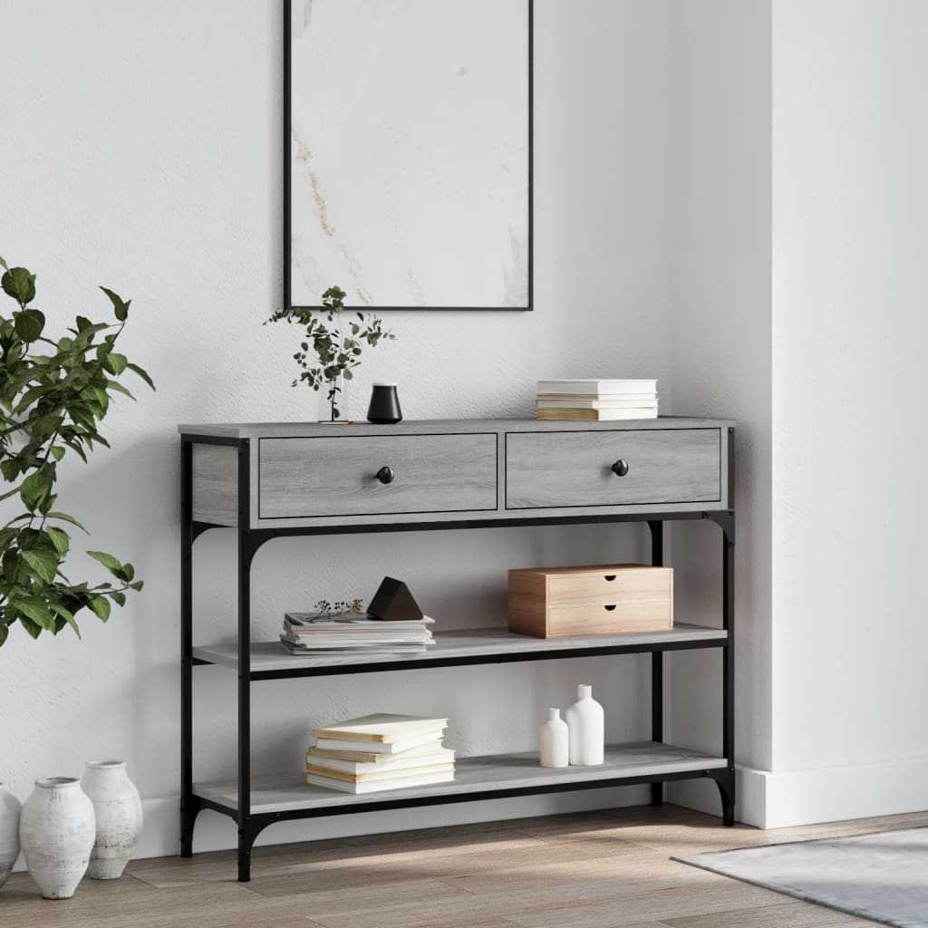 Table console sonoma gris 100x25x75 cm bois d'ingénierie - XIOS