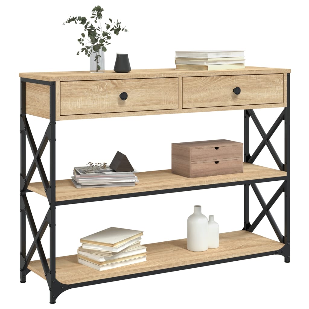 Table console chêne sonoma 100x28x75 cm bois d'ingénierie - XIOS