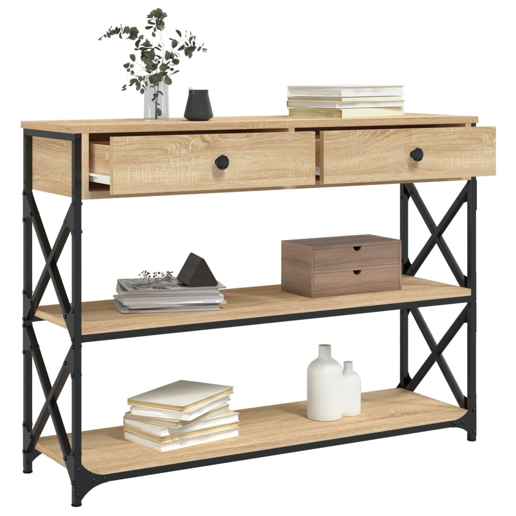 Table console chêne sonoma 100x28x75 cm bois d'ingénierie - XIOS