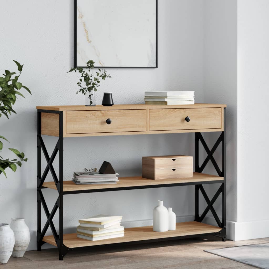 Table console chêne sonoma 100x28x75 cm bois d'ingénierie - XIOS