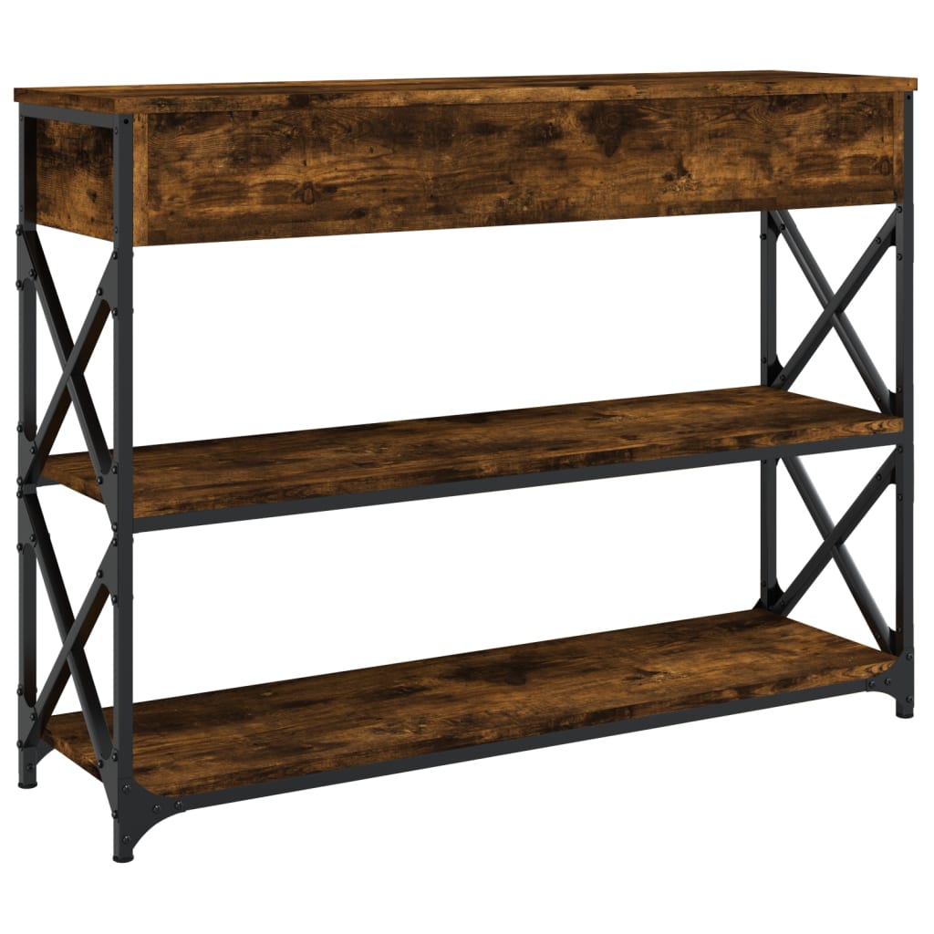 Table console chêne fumé 100x28x75 cm bois d'ingénierie - XIOS