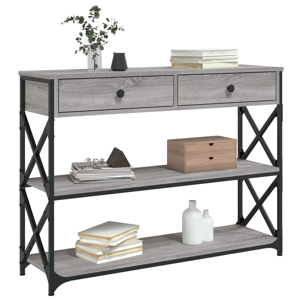 Table console sonoma gris 100x28x75 cm bois d'ingénierie - XIOS