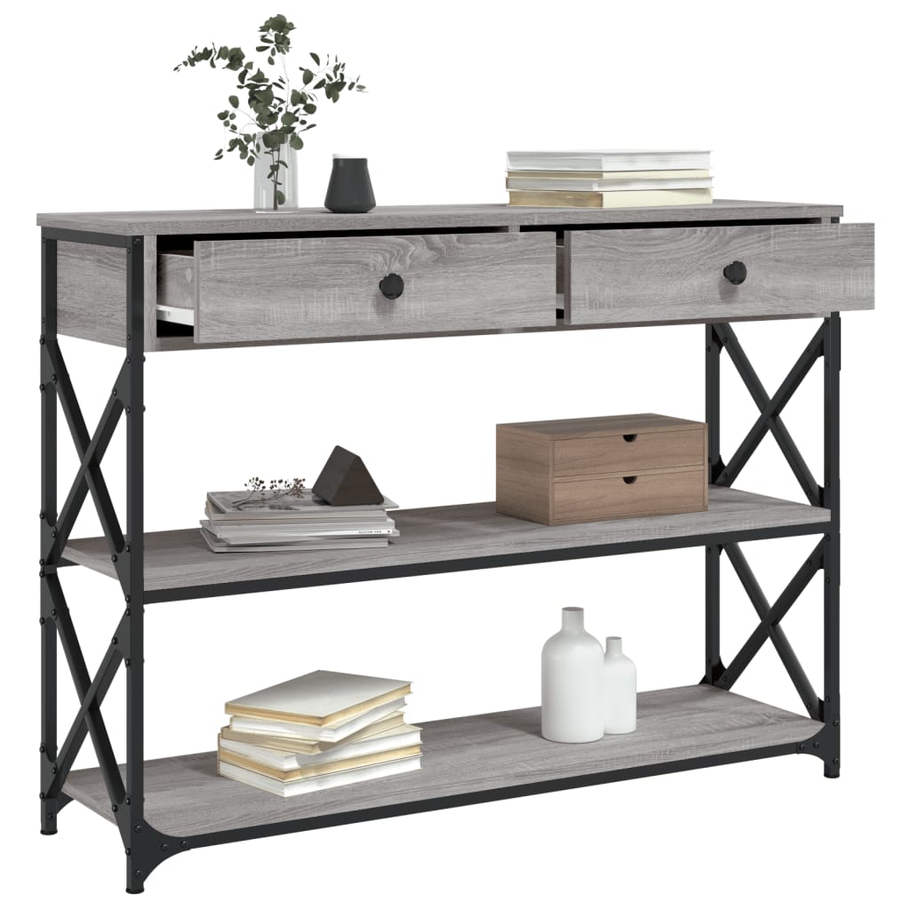 Table console sonoma gris 100x28x75 cm bois d'ingénierie - XIOS