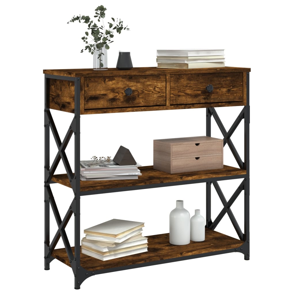 Table console chêne fumé 75x28x75 cm bois d'ingénierie - XIOS
