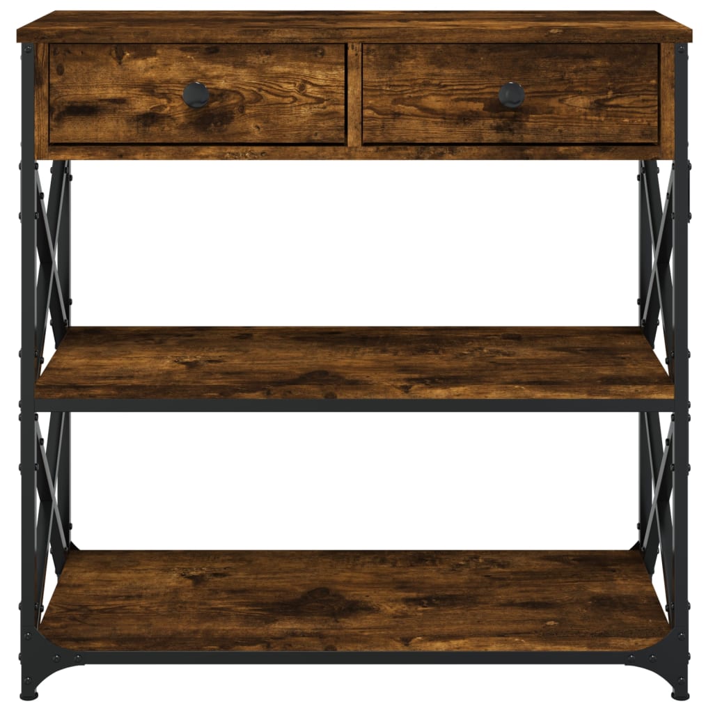 Table console chêne fumé 75x28x75 cm bois d'ingénierie - XIOS