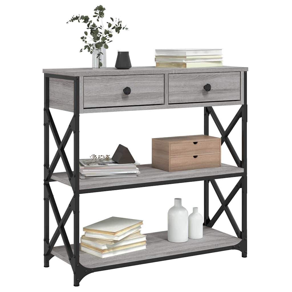 Table console sonoma gris 75x28x75 cm bois d'ingénierie - XIOS