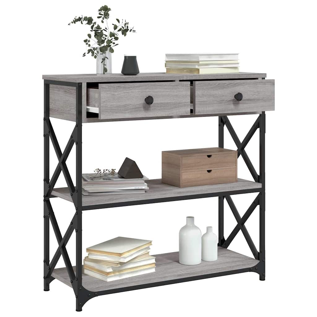 Table console sonoma gris 75x28x75 cm bois d'ingénierie - XIOS