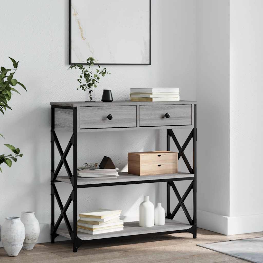 Table console sonoma gris 75x28x75 cm bois d'ingénierie - XIOS