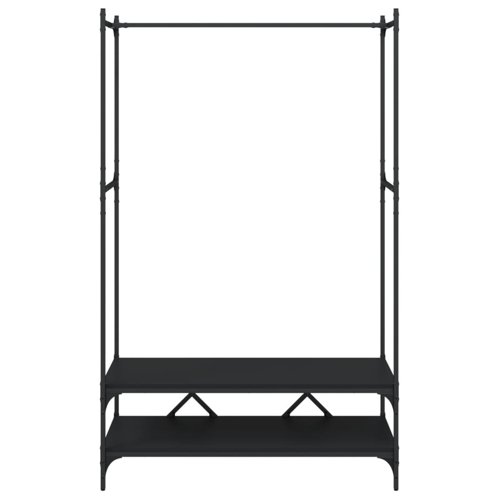 Porte-vêtements avec étagères noir bois d'ingénierie - XIOS