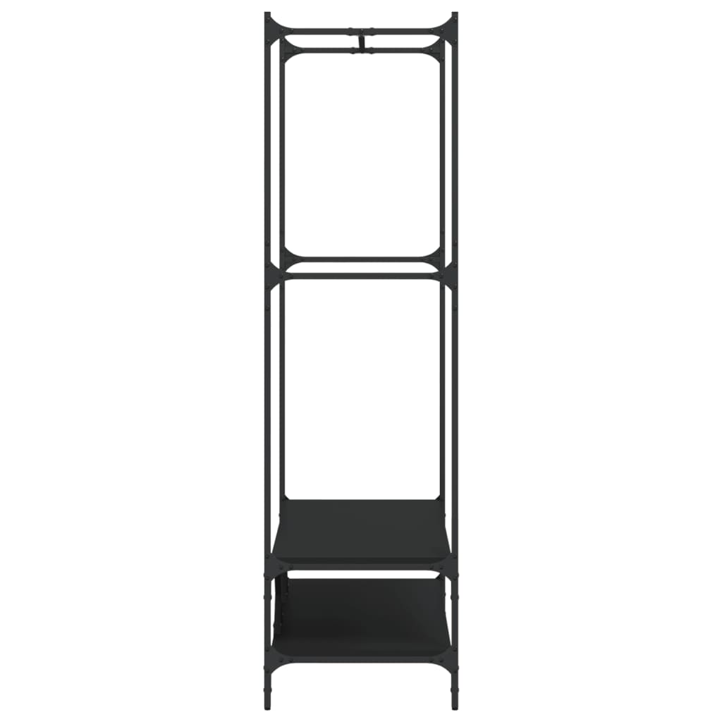 Porte-vêtements avec étagères noir bois d'ingénierie - XIOS