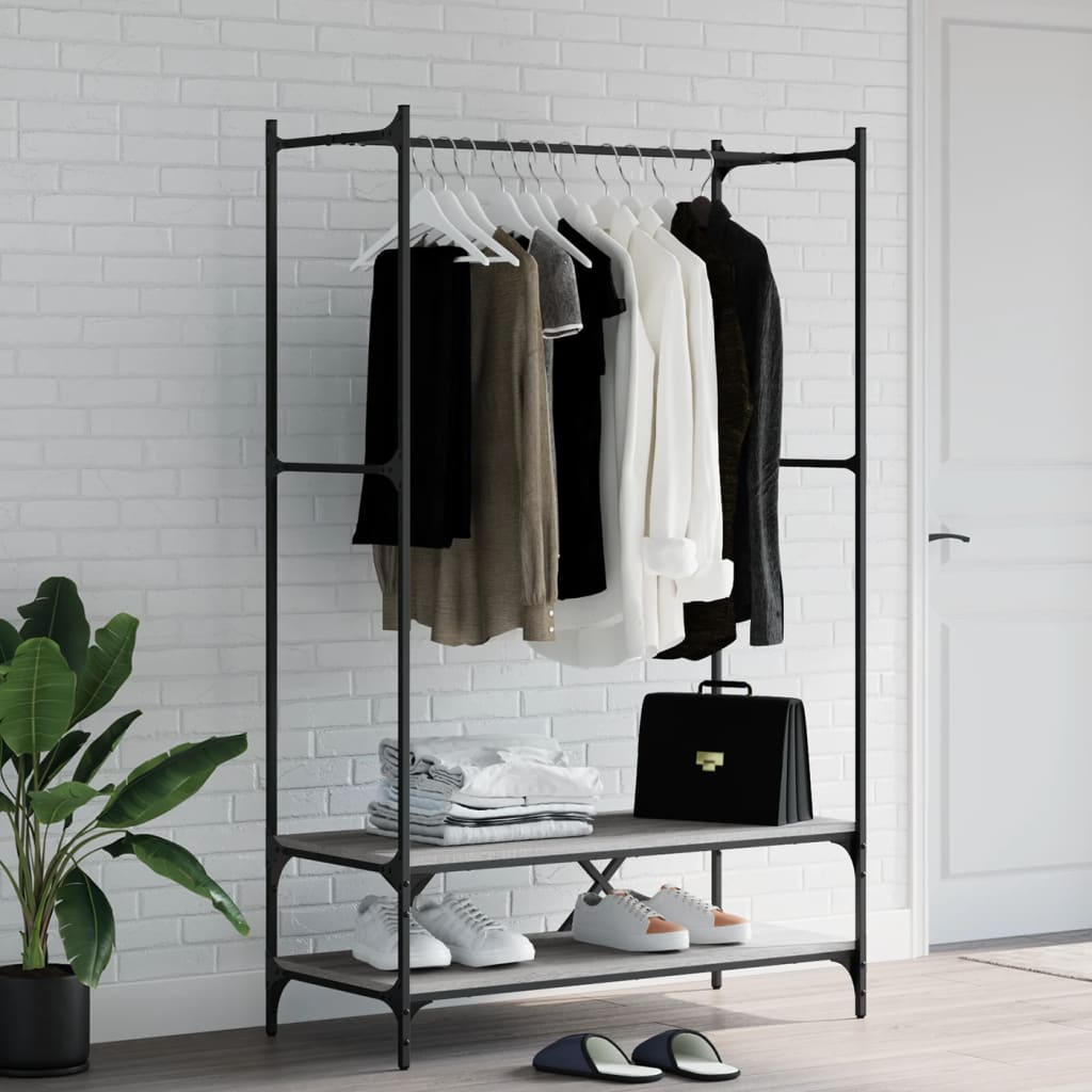 Porte-vêtements avec étagères sonoma gris bois d'ingénierie - XIOS