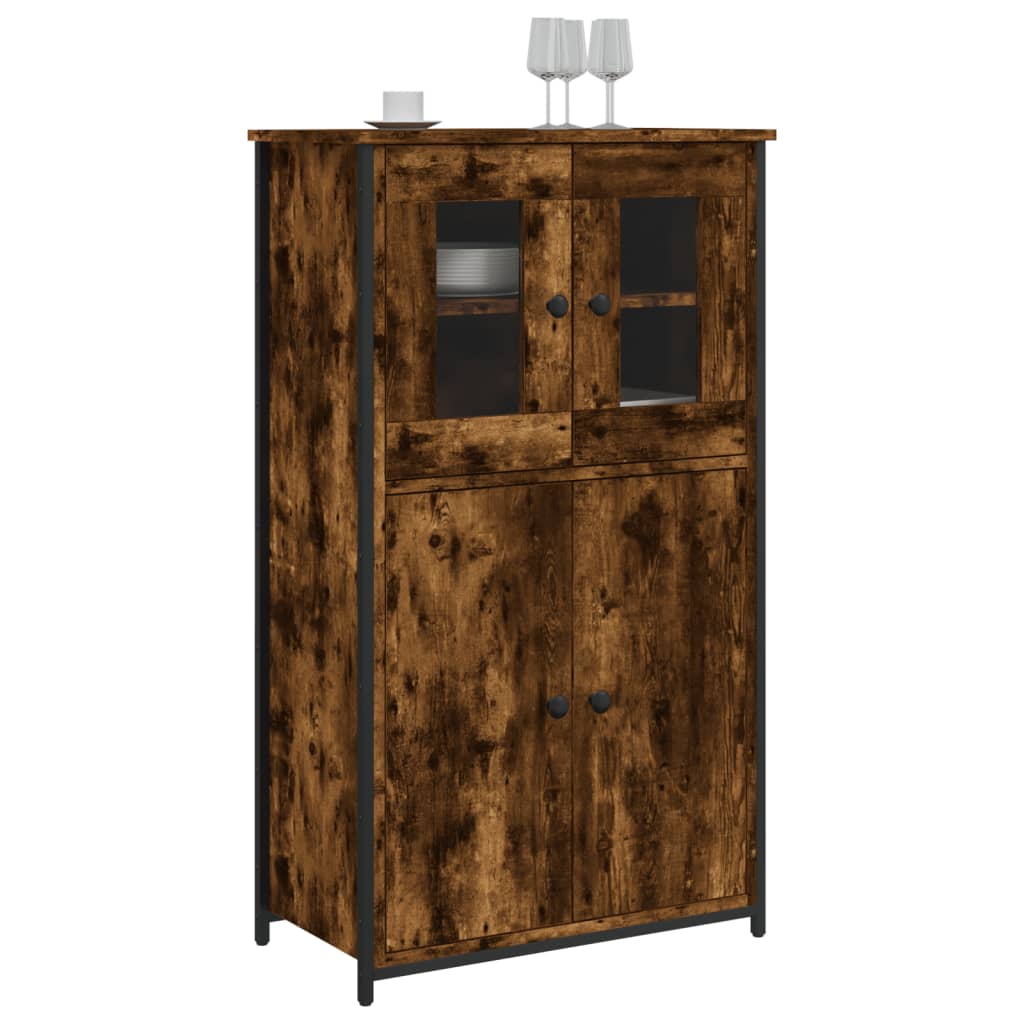 Buffet haut chêne fumé 62x32x106,5 cm bois d'ingénierie - XIOS