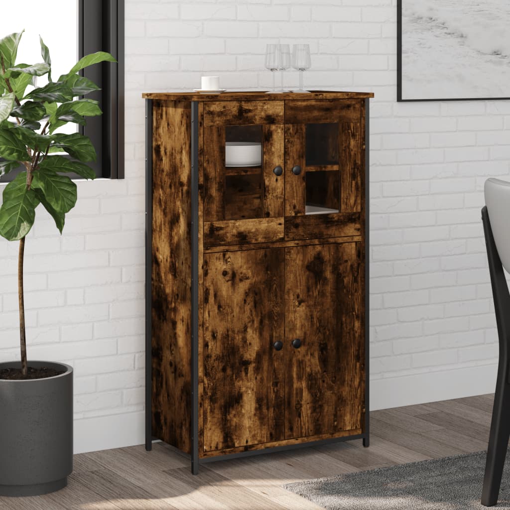 Buffet haut chêne fumé 62x32x106,5 cm bois d'ingénierie - XIOS