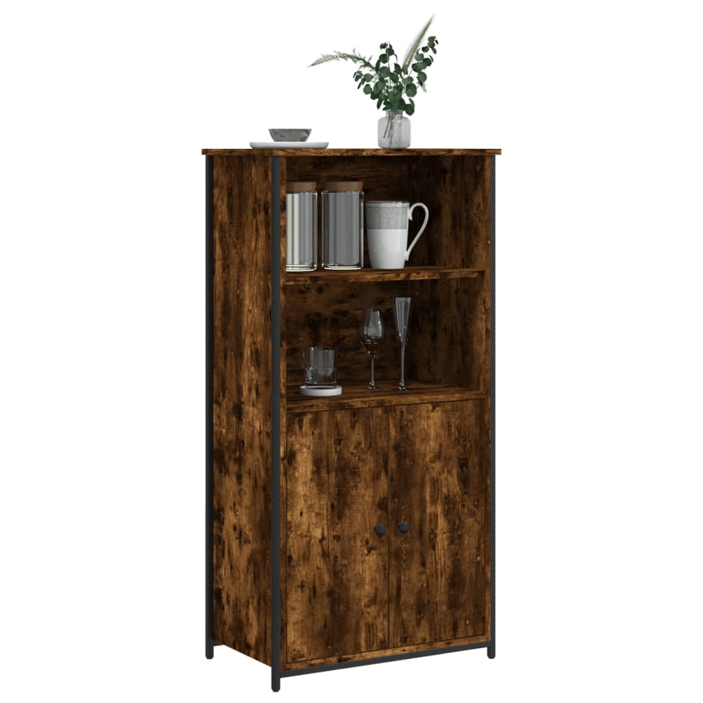 Buffet haut chêne fumé 62x36x121,5 cm bois d'ingénierie - XIOS