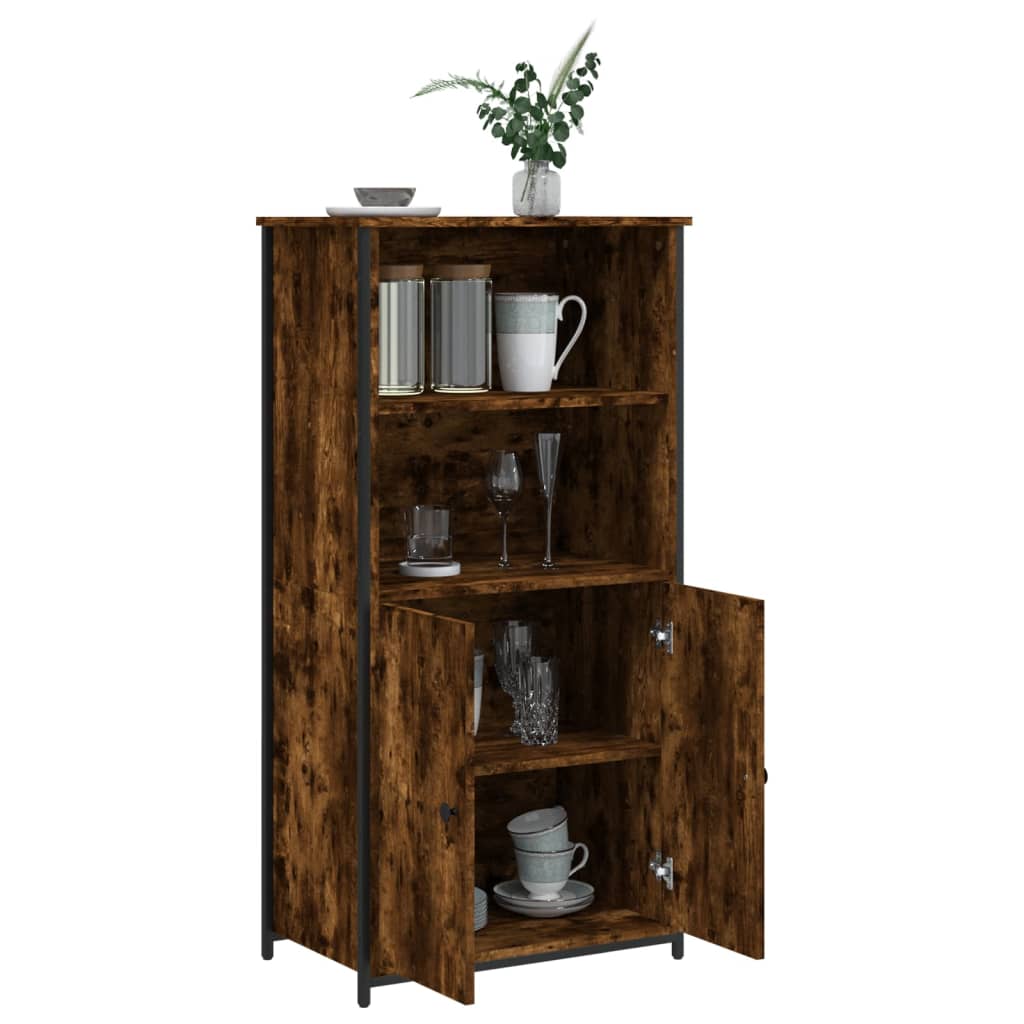 Buffet haut chêne fumé 62x36x121,5 cm bois d'ingénierie - XIOS