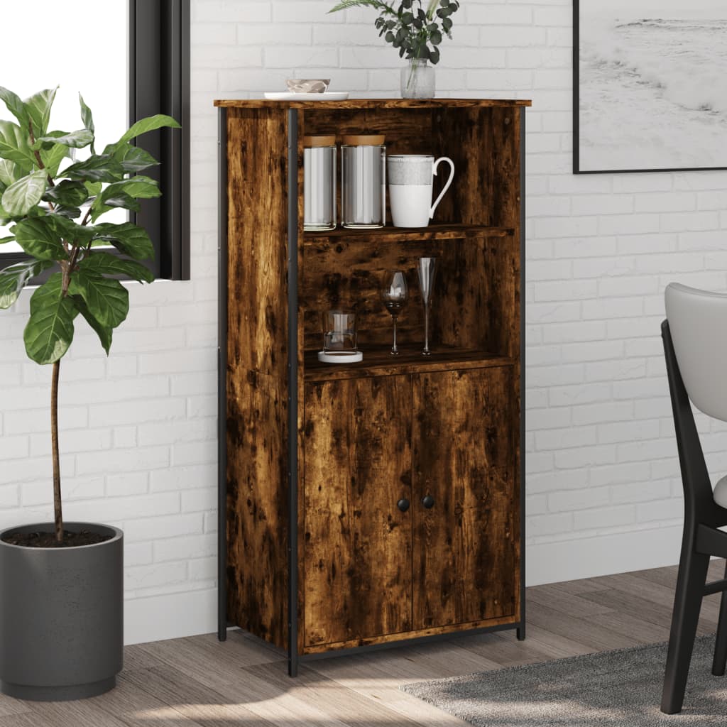 Buffet haut chêne fumé 62x36x121,5 cm bois d'ingénierie - XIOS