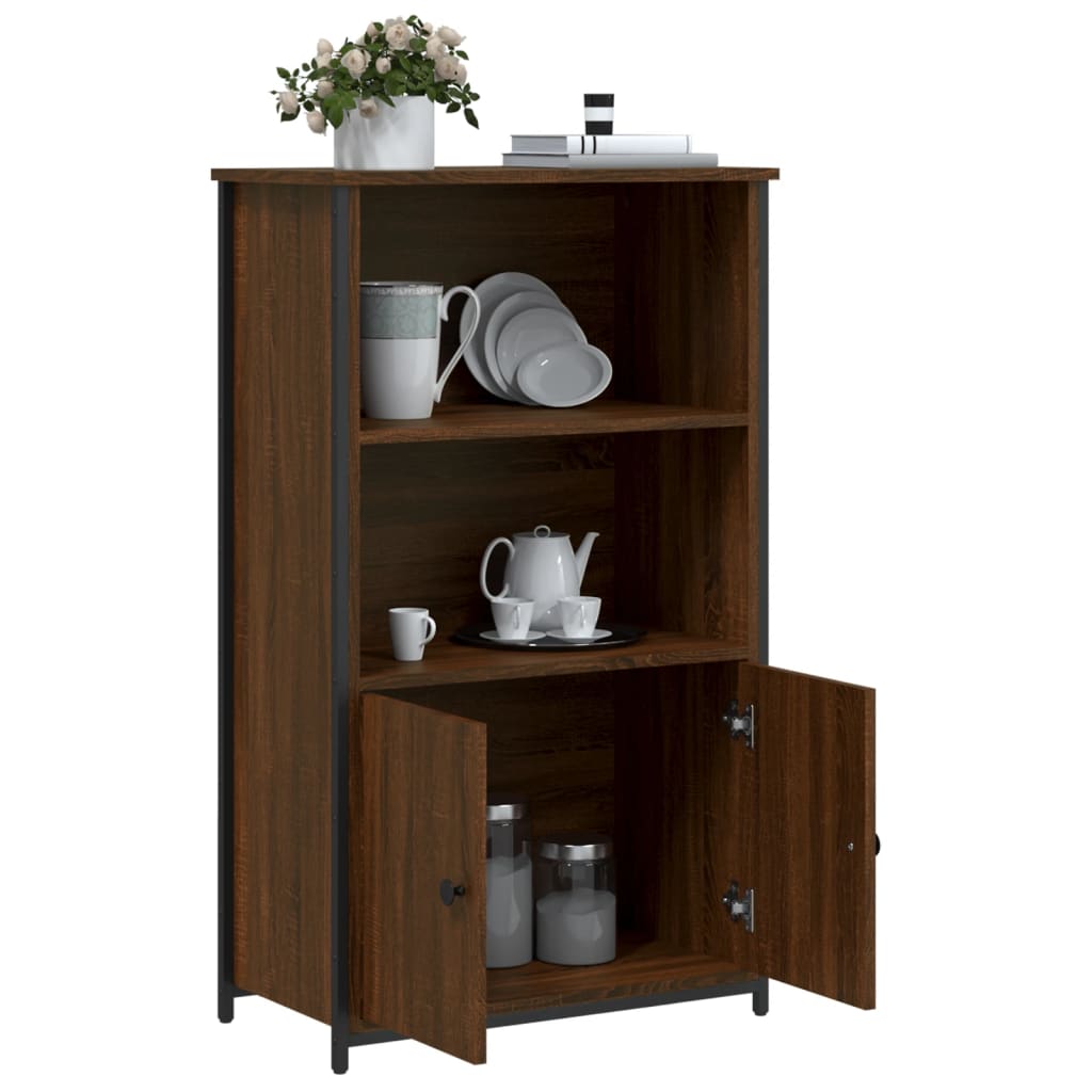 Buffet haut chêne marron 62x32x103,5 cm bois d'ingénierie - XIOS