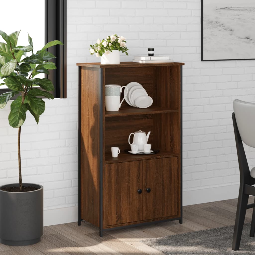 Buffet haut chêne marron 62x32x103,5 cm bois d'ingénierie - XIOS