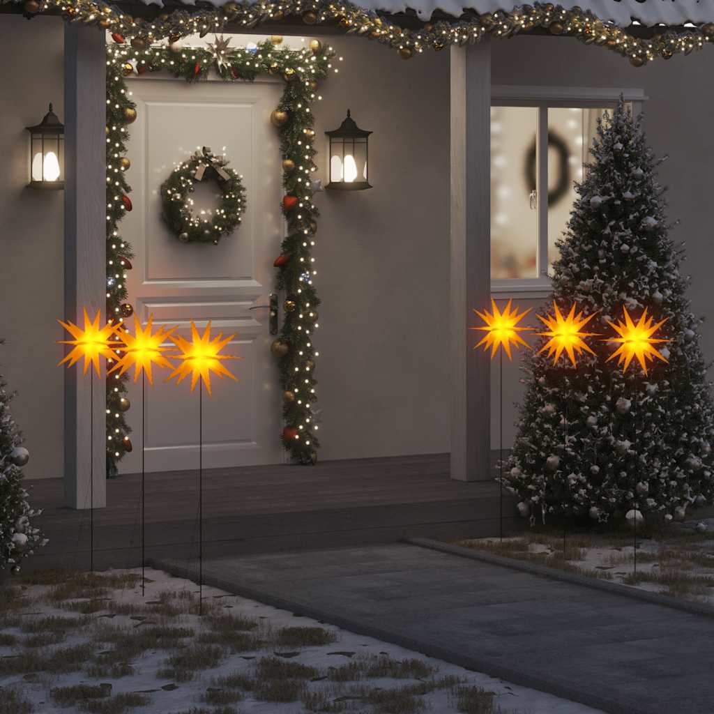 Lumières de Noël avec piquets 3 pcs LED pliable jaune 35 cm - XIOS