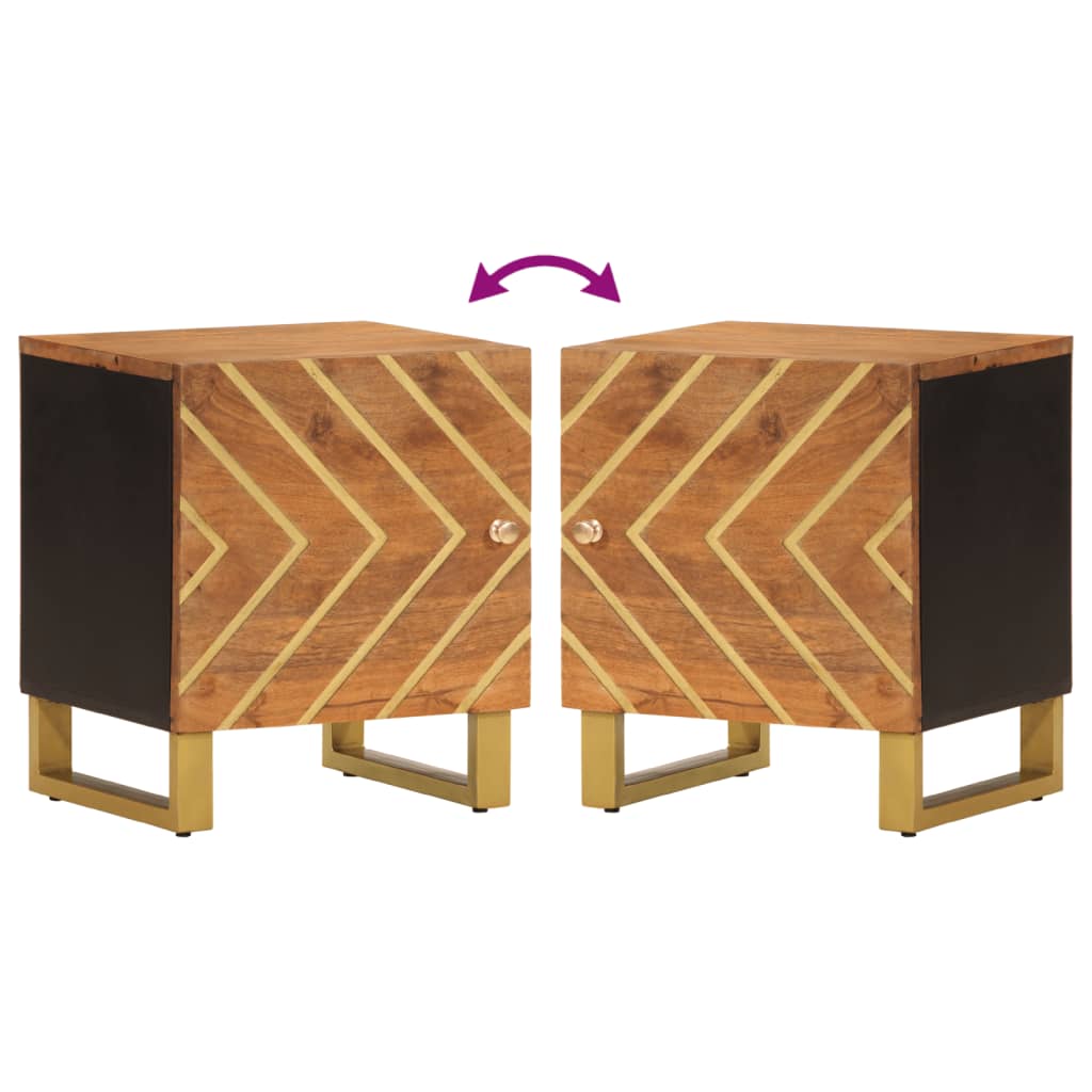 Table de chevet marron et noir bois de manguier solide - XIOS